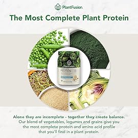 PlantFusion Complete Vegan Protein Powder - Plant Based Protein Powder with BCAAs, Digestive Enzymes and Pea Protein - Keto, Gluten Free, Soy Free, Non-Dairy, No Sugar, Non-GMO - Chocolate 1lb