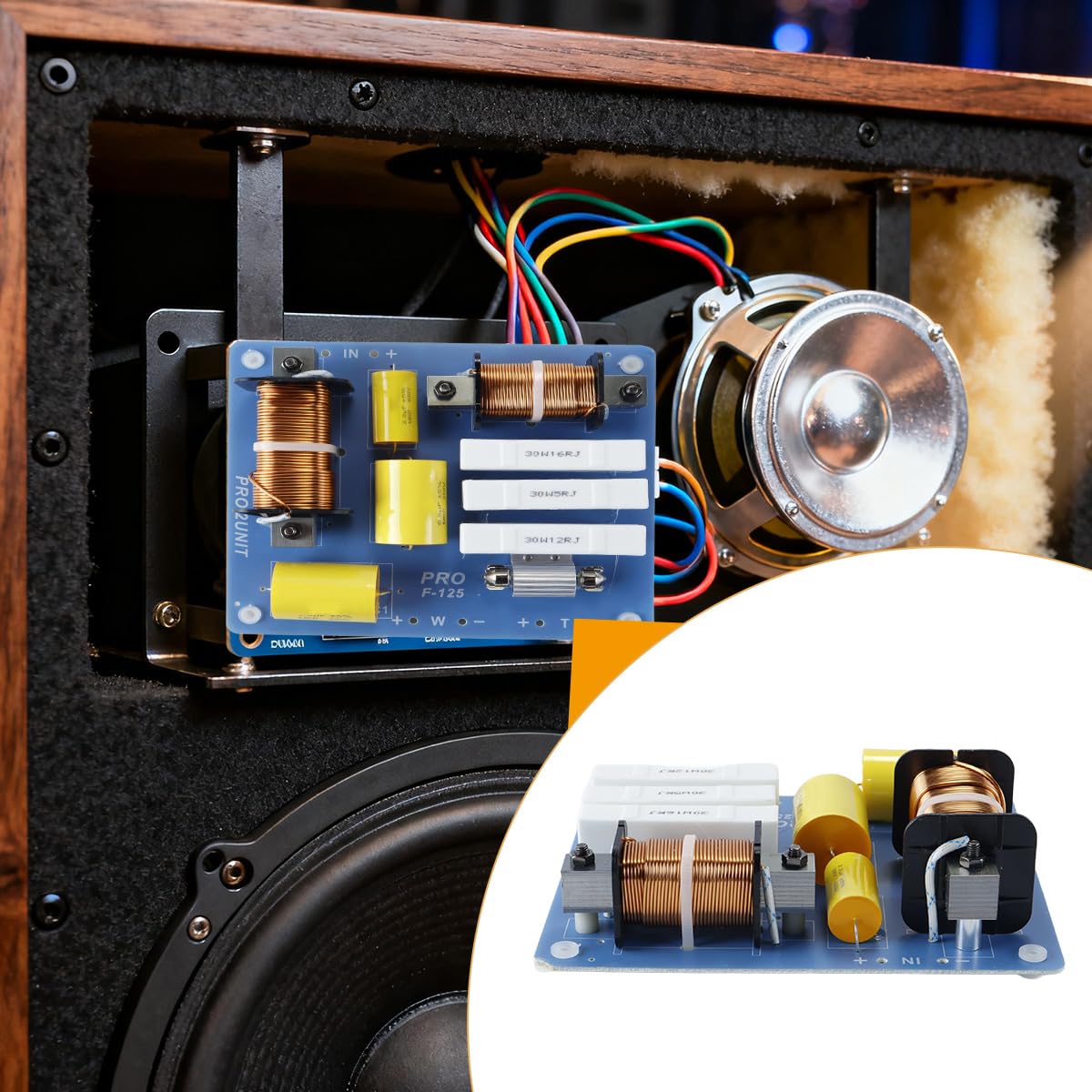 Ausi Filtre 2 voies F125 pour enceintes professionnelles, basses élevées, pour enceintes 10/12/15 pouces, pour extérieur, scène, conférence