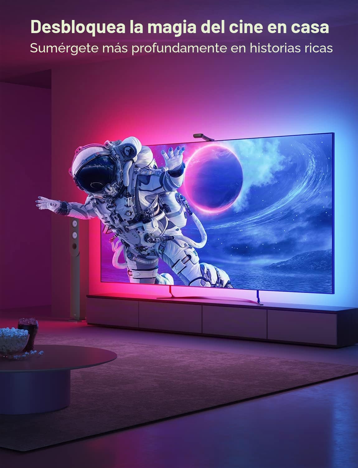 Govee Retroiluminación de TV Envisual T2 con cámara dual para televisores de 75 a 85 pulgadas y PC, tira de LED RGBIC WiFi compatible con Alexa y Google Assistant cuentas de luz doble para decoración