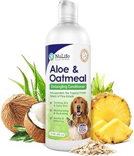 NuLifeNaturalPetHealth Oatmeal Dog Conditioner with Aloe Vera - Soothes Dry Itchy Skin, Detangles Matted Hair, All Pets 16oz