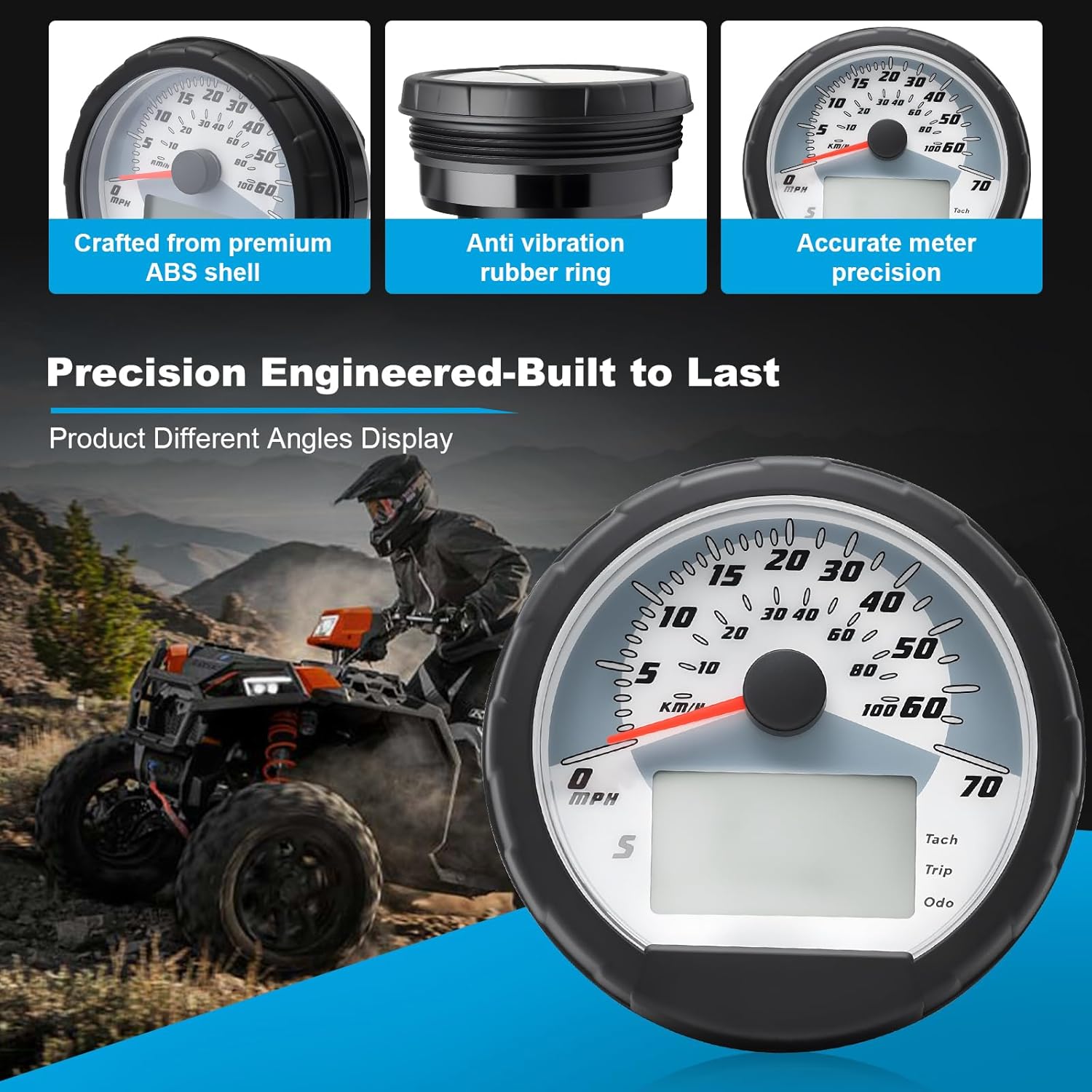 ATV Speedometer Cluster Assembly Kit for 2004-2008 Polaris Sportsman 400 450 500 600 700 800 - Replaces OEM# 3280431 3280482 3280528