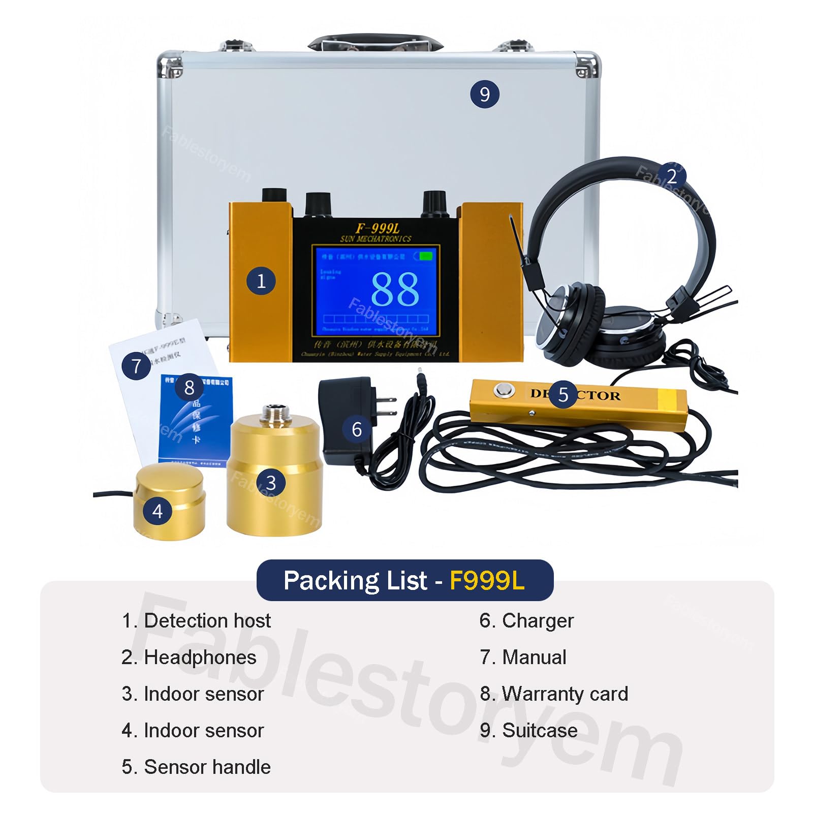 Kit de détecteur de fuite d'eau – Capteur de fuite souterrain, géophone pour piscine et maison, 4 modes de fréquence, moniteur de fuite de tuyau d'eau