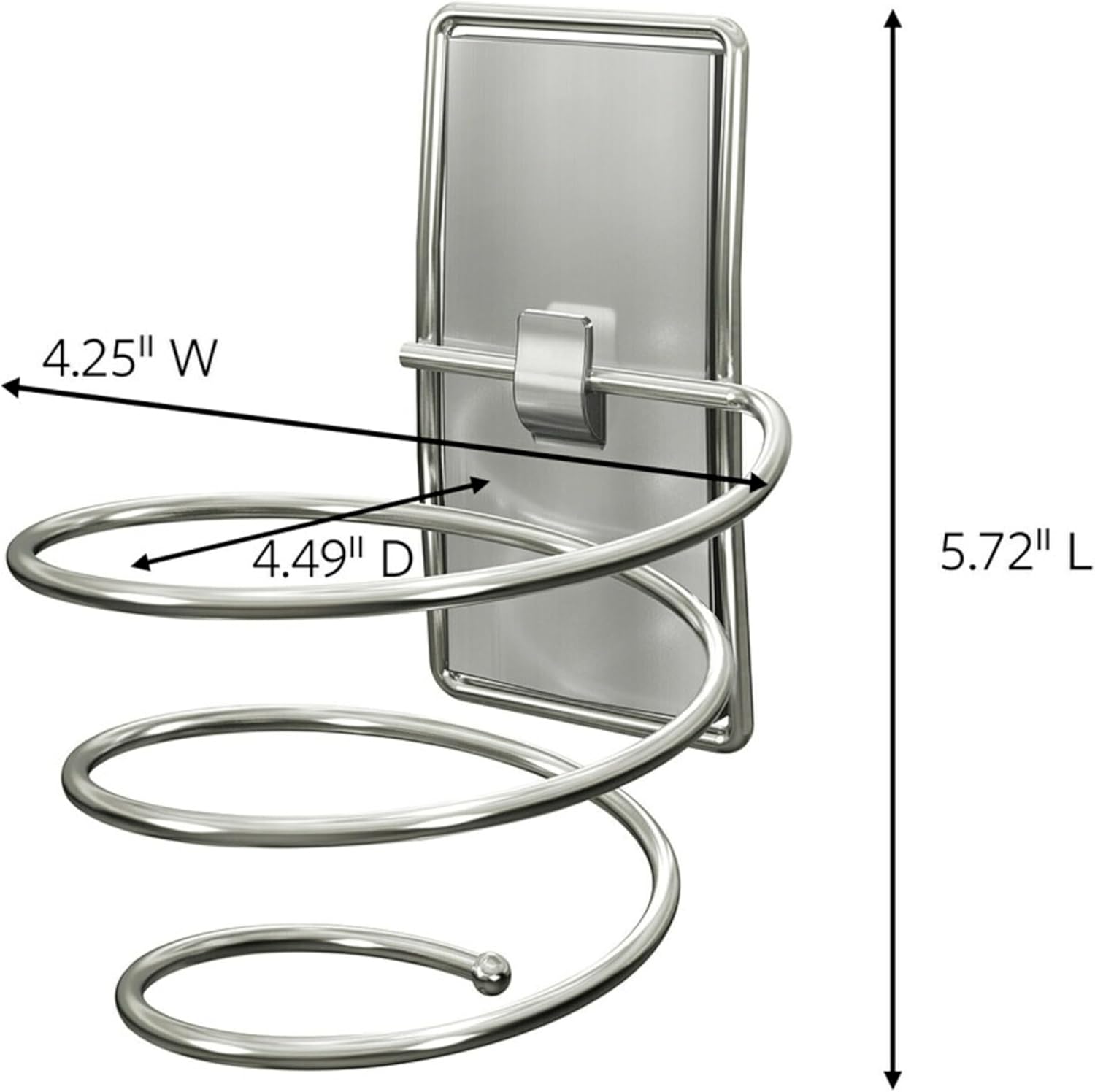 Command Bath Adhesive 3 lb Capacity BATH39-SN-ES Hair Dryer Satin Nickel 1-Holder 2-Water-Resistant Strips Organize Damage-Free 0