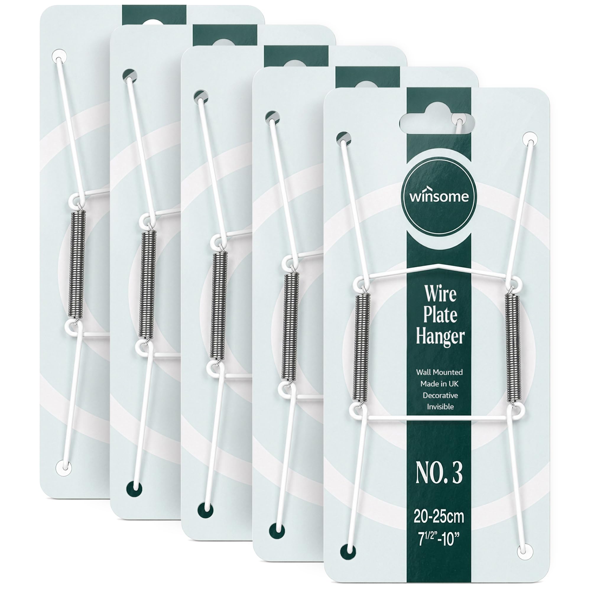 Invisible Plate Hangers for Wall | Decorative Dish Display Holders Hanging Wires Spring Hook Holder Fit to Hang on Wall (White, for Plate Size 20 - 25 cm - Pack of 5)