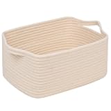 CubesLand Cube Storage Organizer Basket Bin, Rectangular Cotton Rope Basket, 14x10x7.08IN Beige
