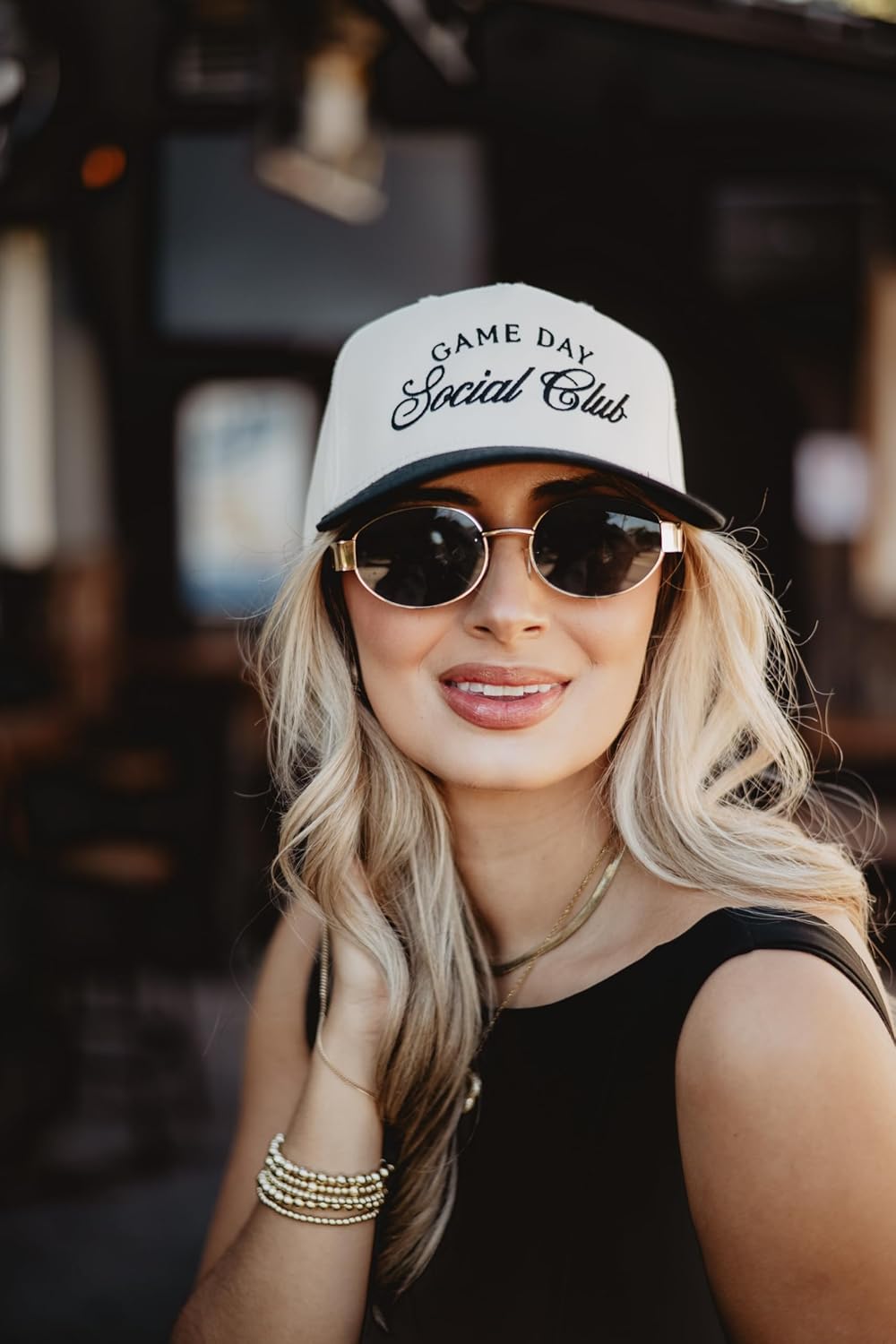 KATYDID Game Day Social Club Vintage Hat - Two-Toned Trucker Hat - Embroidered Vintage Baseball Cap for Women - Snapback