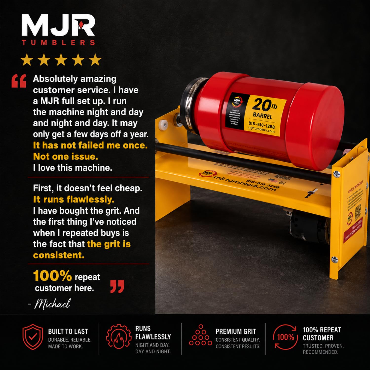 0,5 kg de grain de polissage de roche en carbure de silicium pré-poli MJR Tumblers 400/600 pour étape/étape 3, MJR Tumblers est une entreprise détenue par des personnes handicapées et vétérans