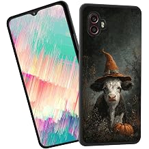 for Galaxy A05 Case,Slim Shockproof TPU Soft Rubber Silicone Cover Phone Case for Samsung Galaxy A05,Cow with Hat and Pumpkin