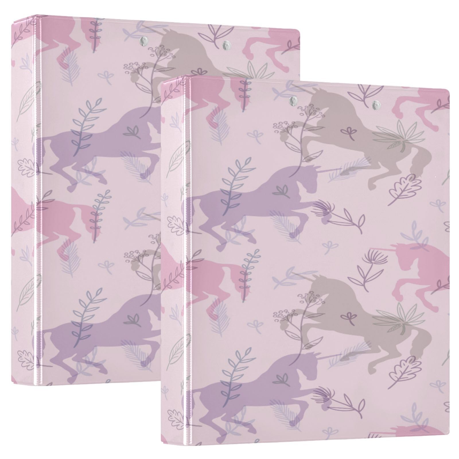 SKYSHU Pink Horse - Raccoglitori a 3 anelli rotondi con 3 tasche interne trasparenti in PVC, impermeabili, robusti, con clip in metallo antiscivolo, raccoglitori versatili per 200 fogli, confezione da