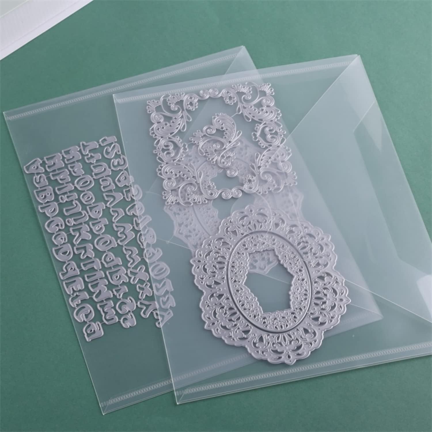 20Pcs A4 Rubber Magnetic Sheets 0.3mm Thickness with Clear Stamp Die Storage Pockets 48 Label StickerResealable Plastic Storage Pocket Large Envelope Case Cutting Dies Stencil Organizer forCard Making