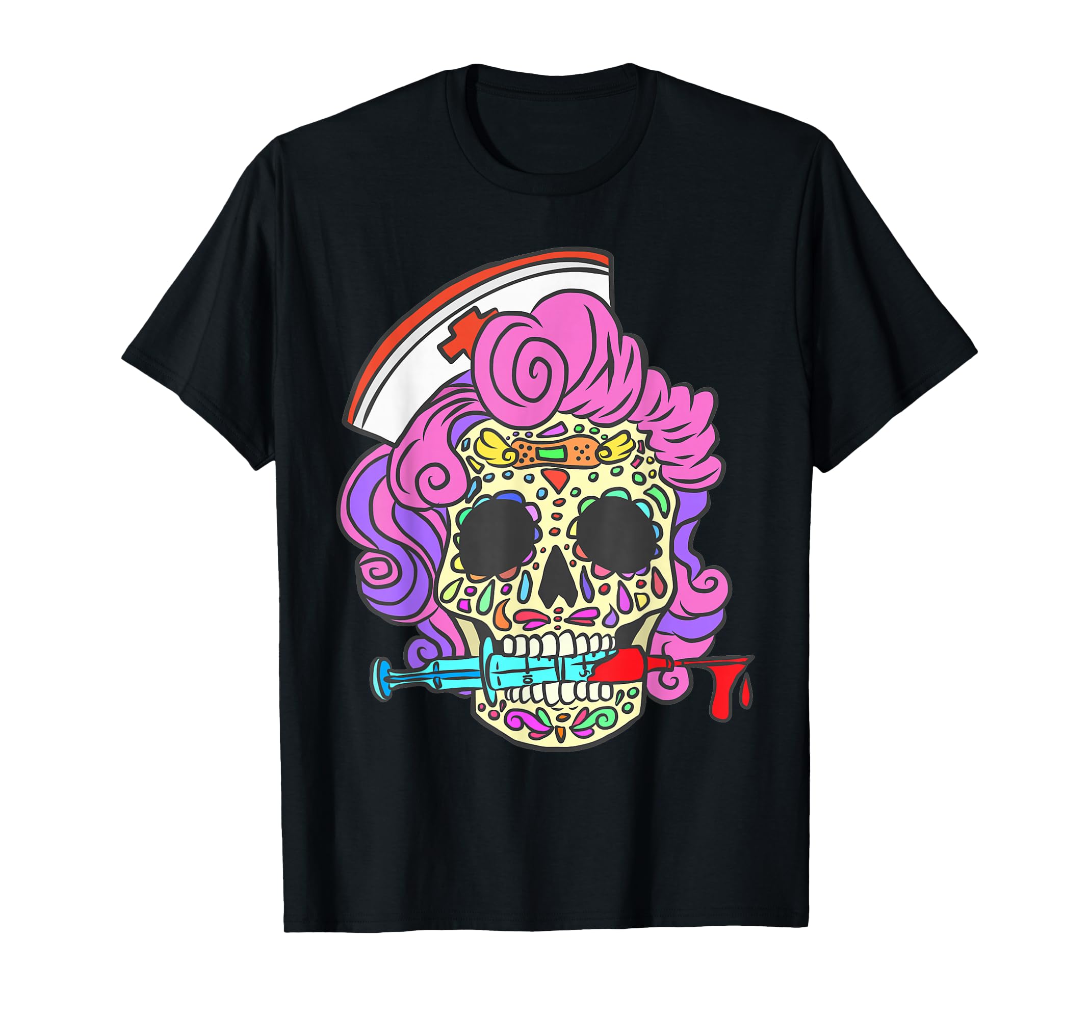 Nurse Gifts For Nursing Student Sugar Skull Registered Nurse T-Shirt