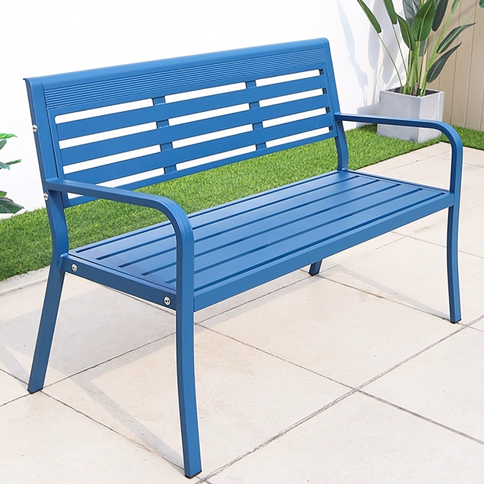 Banc de jardin en aluminium 2 places banquette moderne pour terrasse et extérieur
