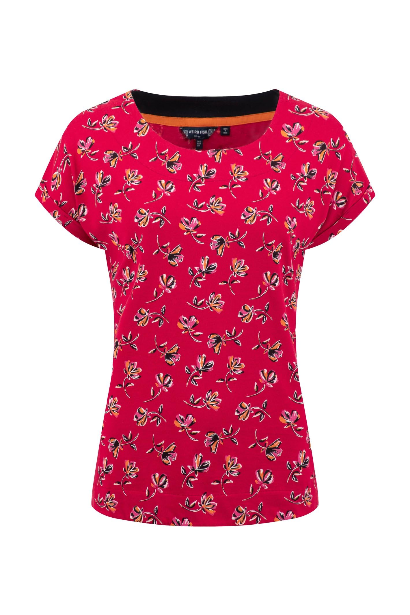 Weird Fish Women's Paw Paw Printed Jersey T-Shirt in Red | Size: 18
