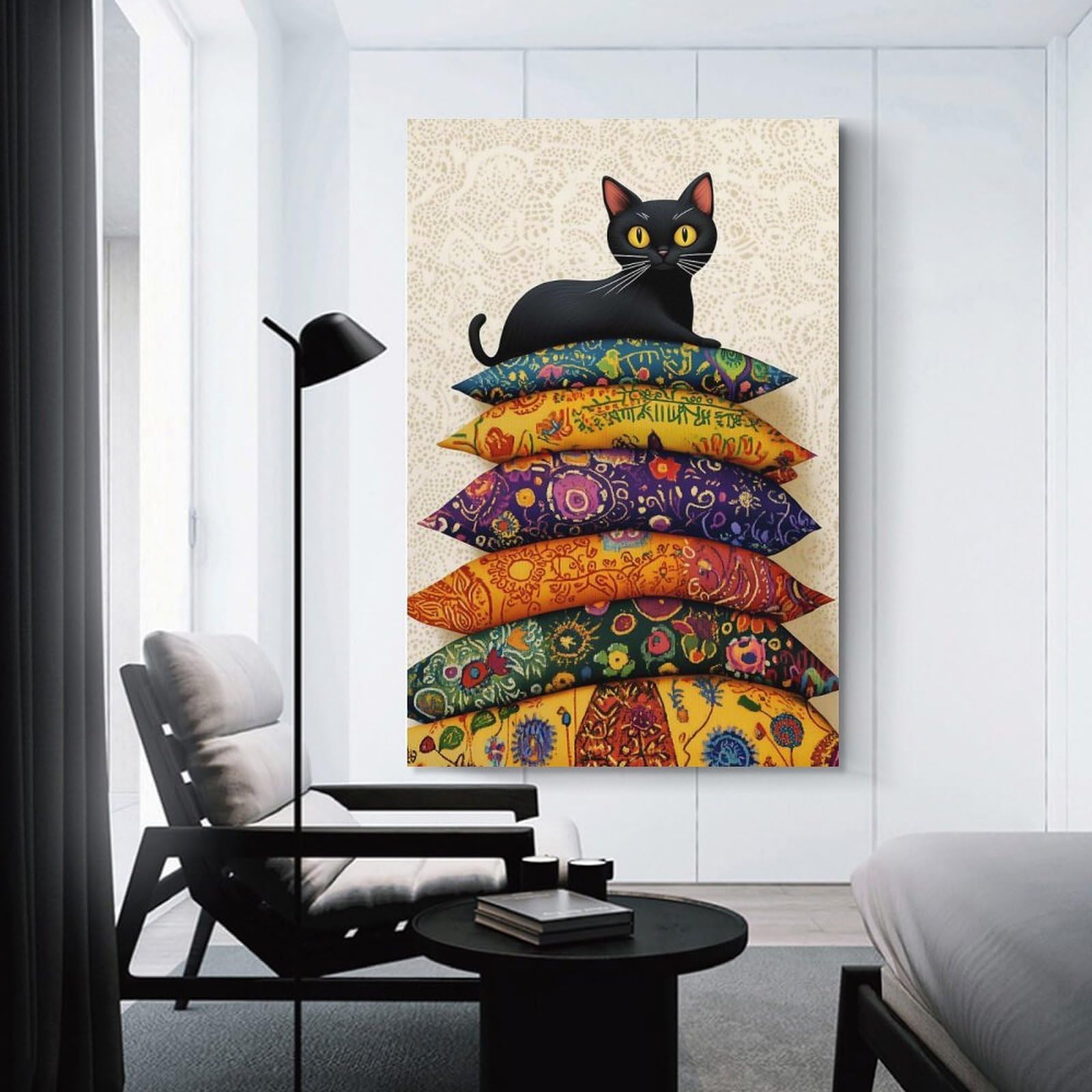Junmoney Unframe-Style-3 Cattitude Room Decor Wall Art 12X18inch(30X45cm), For Lounge Decor, Offices Or Entryway Styling, A Flexible Wall Accent For Shared Spaces