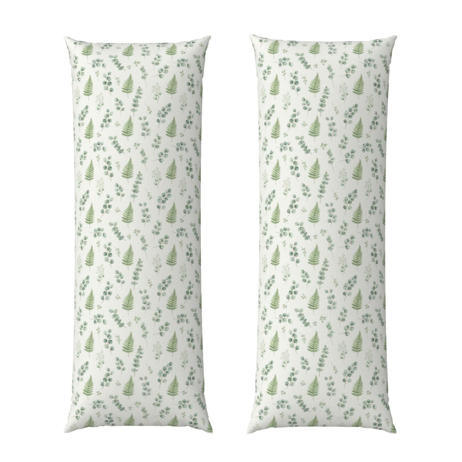 Body Pillow Cover 20x54, Watercolor Sage Green Leaf, Decorative Zippered Pillowcase, Soft Cozy Flannel Fabric, Cushion Case for Couch Sofa Bedroom Home Decor