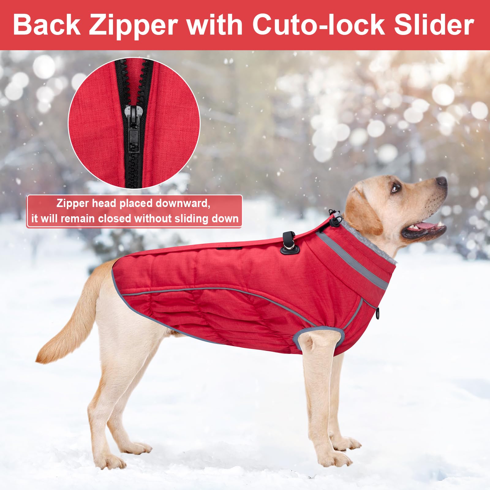 Malier Abrigo de invierno para perro (rojo, mediano)