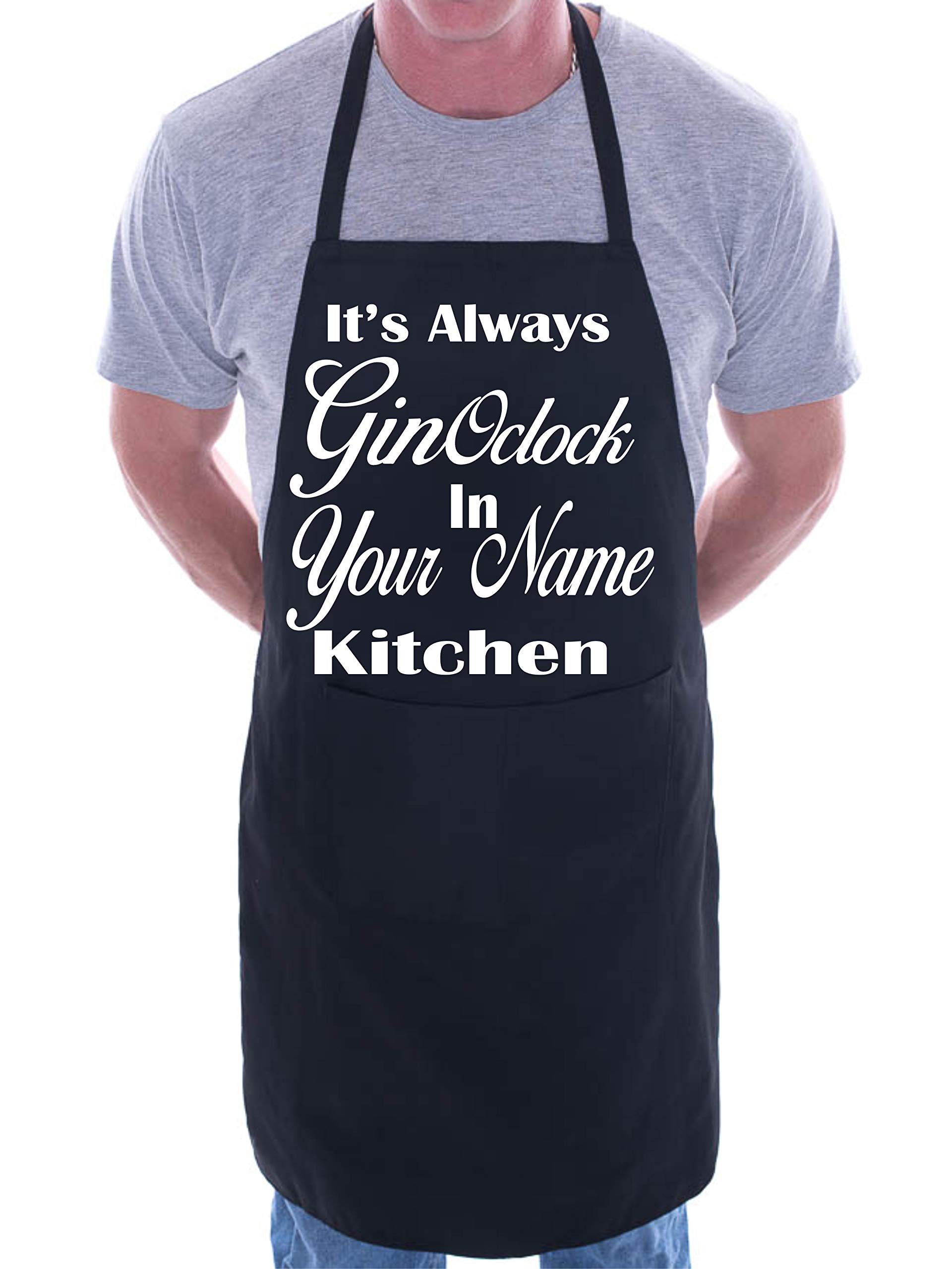 Print4U Personalised Apron Always Gin O'Clock In Your Name Black