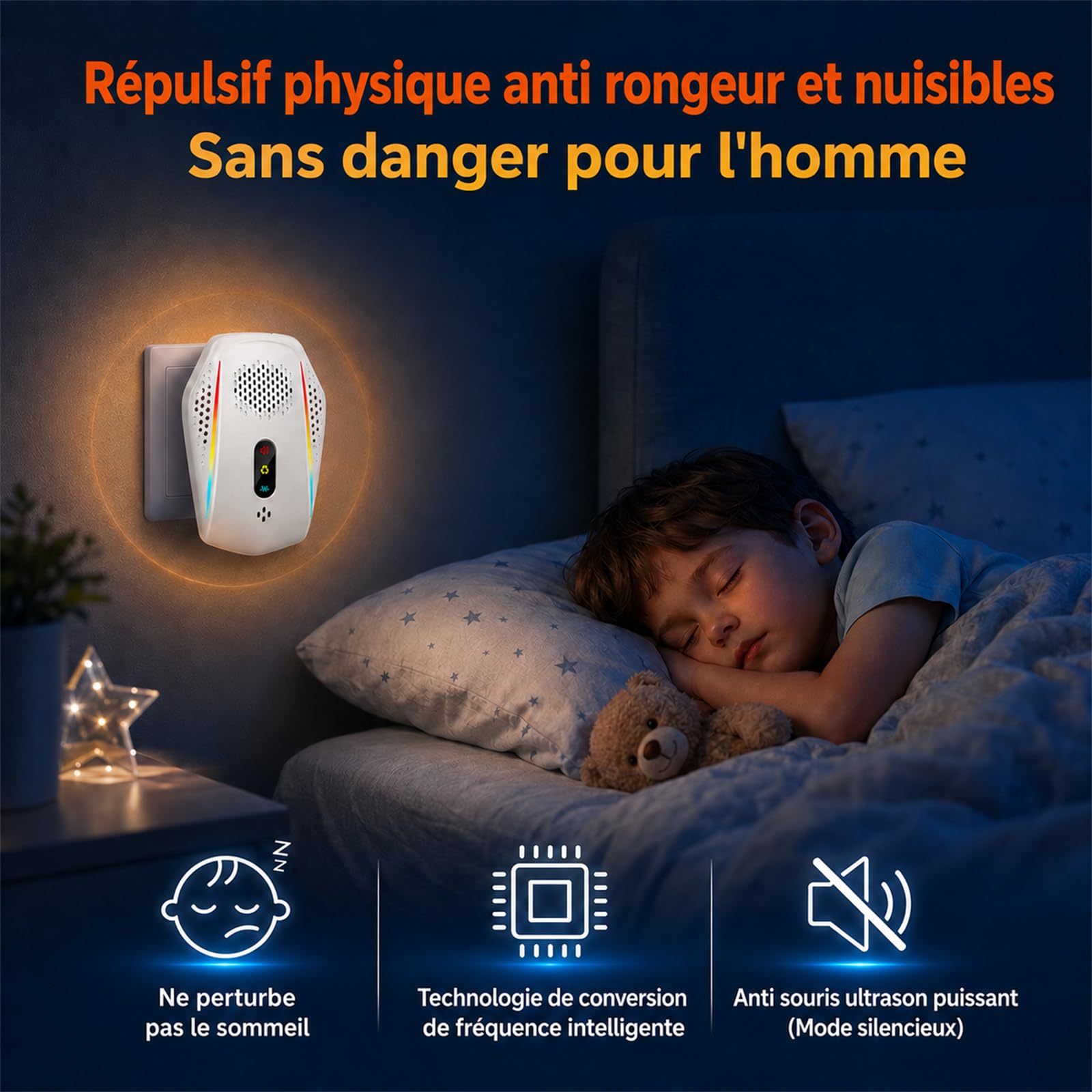 Répulsif Ultrason Souris et Rats, Pack De 6 avec 3 Modes, Anti Souris et Anti Rat Puissant pour Éloigner Les Rongeurs Nuisibles