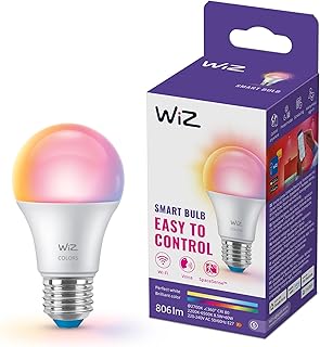 WiZ Smart LED A60 Bulb, Full Color and Tunable White, E27 Base, 60W Equivalent, 2200-6500K, 806 Lumens, Dimmable, Works wi…