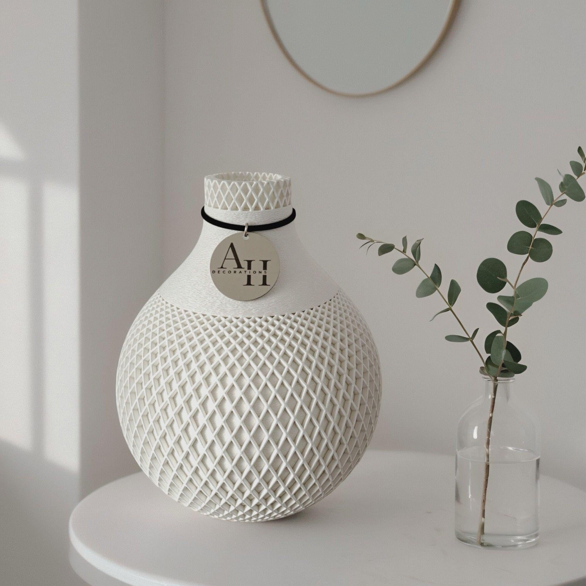 Boho Vase „FILA“ – Moderne Design Vase in 3 Größen & 8 Farben, 3D-gedruckt in Österreich – stilvolle, nachhaltige Wohnzimmer Deko & Exklusive Dekovase (beige, 25 cm)