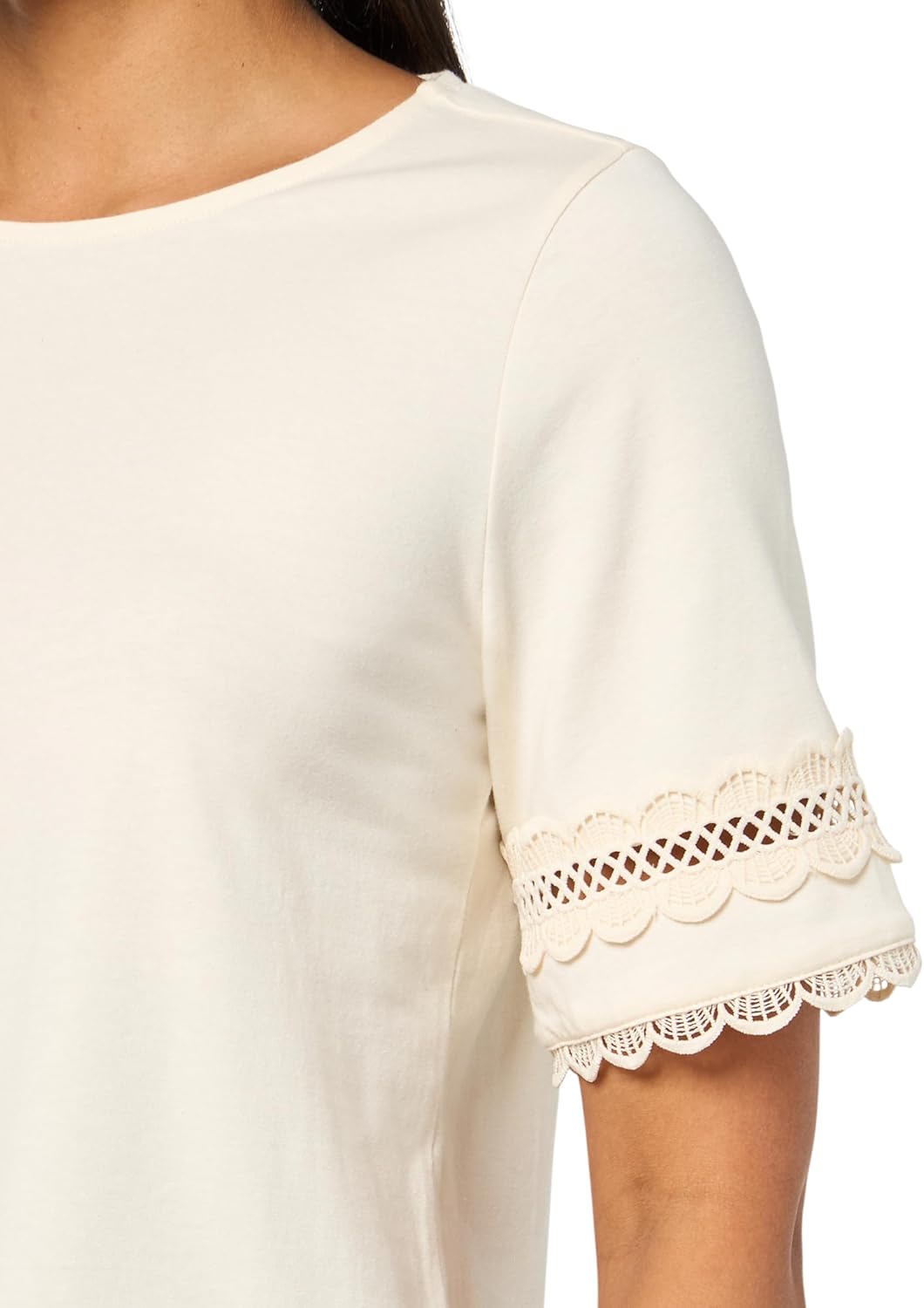 Jones New York Womens Short Sleeve Lace Trim Top - Image 3