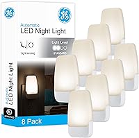 GE LED Plug-in Night Lights, Dusk to Dawn Sensor, Warm White Glow, 8-Pack for Bedroom, Bathroom, Hallway, Nursery - Model 46478