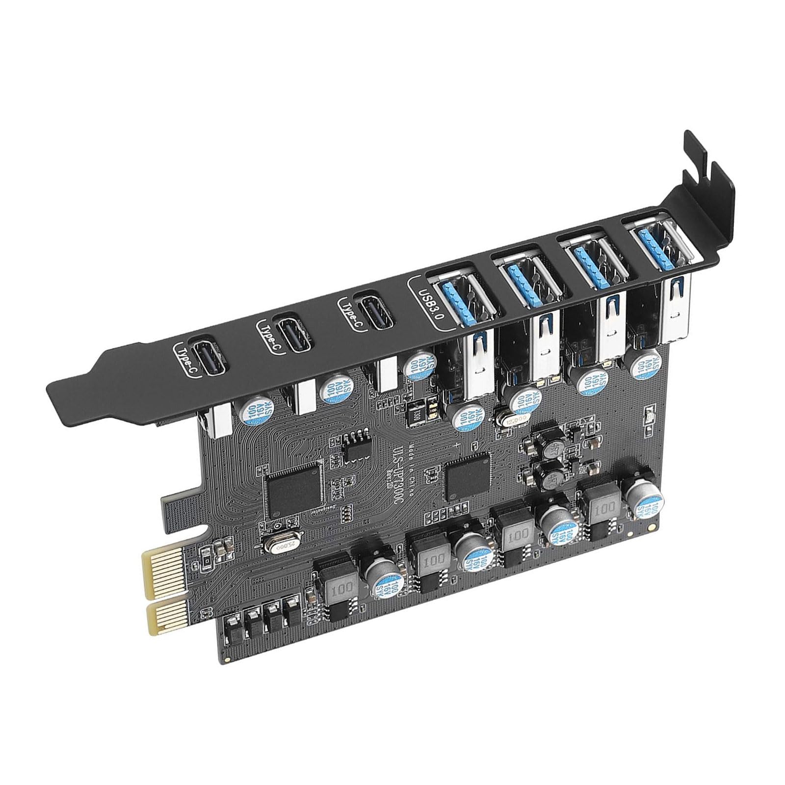 Carte PCIe USB 3.1 en métal offrant 4 A et 3 ports de type C Vitesse 20 Gbit/s pour une transmission de données haute performance PCIe vers adaptateur