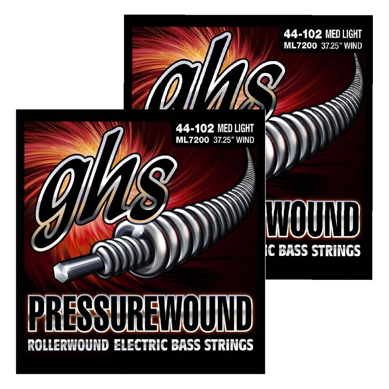 GHS Strings Pressurewound Bassgitarrensaiten - 4-saitige Bassgitarrensaiten - Legierung 52 Rollerwound für glattes Gefühl, hellen, druckvollen Klang & reduziertes Fingergeräusch - mittlere leichte
