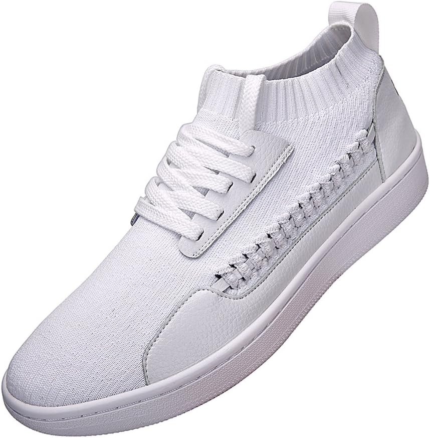 Unisex White Lightweight Lace-up Knit Mesh Sneakers with Woven Detail