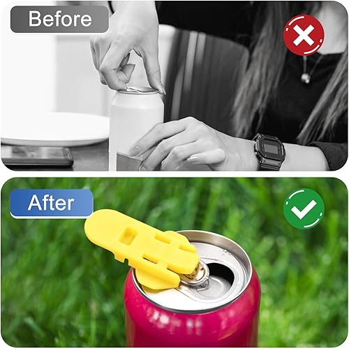 Miniatura 5 de uxcell Abrelatas manual fácil, 12 unidades, cubiertas de plástico para latas de refrescos, protector de tapas, abridor de botellas para latas de