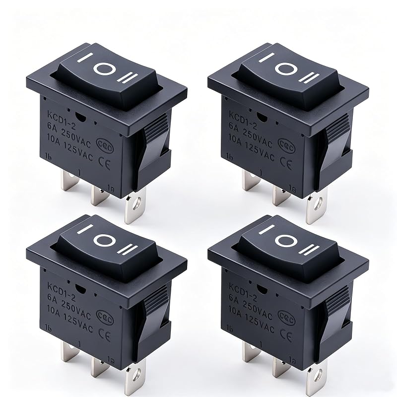 Chave gangorra momentânea TWTADE SPDT 3 pinos 3 posições 12 V – Kit com 4 unidades