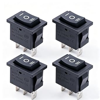 TWTADE / 4Pcs Momentary Rocker Switch ON-Off-ON SPDT 3 Pin 3 Position 6A 250VAC/10A 125VAC Mini Car Auto Boat Rocker Toggle Switch KCD1-2-123