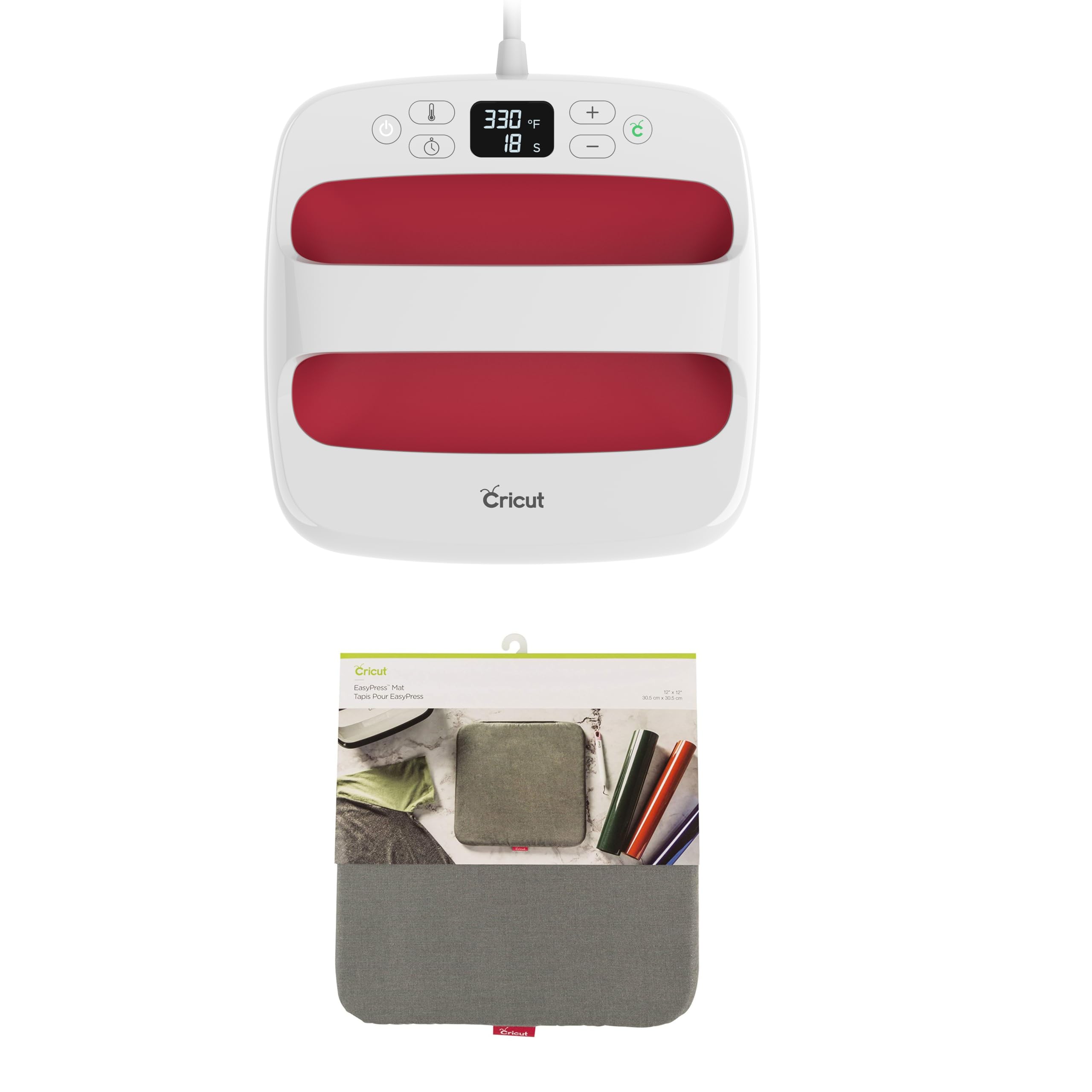 Cricut EasyPress 2 Heat Press (9"x9") with Heat Press Mat (12"x12")