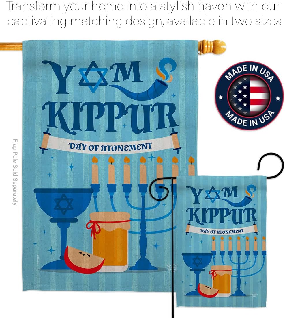 Day of Atonement Religious Yom Kippur The in Judaism Repentance Prayer House Decoration Banner Small Yard Gift Double-Sided, Garden Flag 13"x 18.5", Thick Fabric