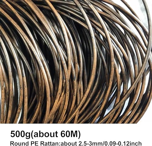 Miniatura 23 de Queenbox Tejido de ratán sintético redondo sólido de 17.64 oz (196.9 ft), material de reparación, ratán sintético de plástico para reparación