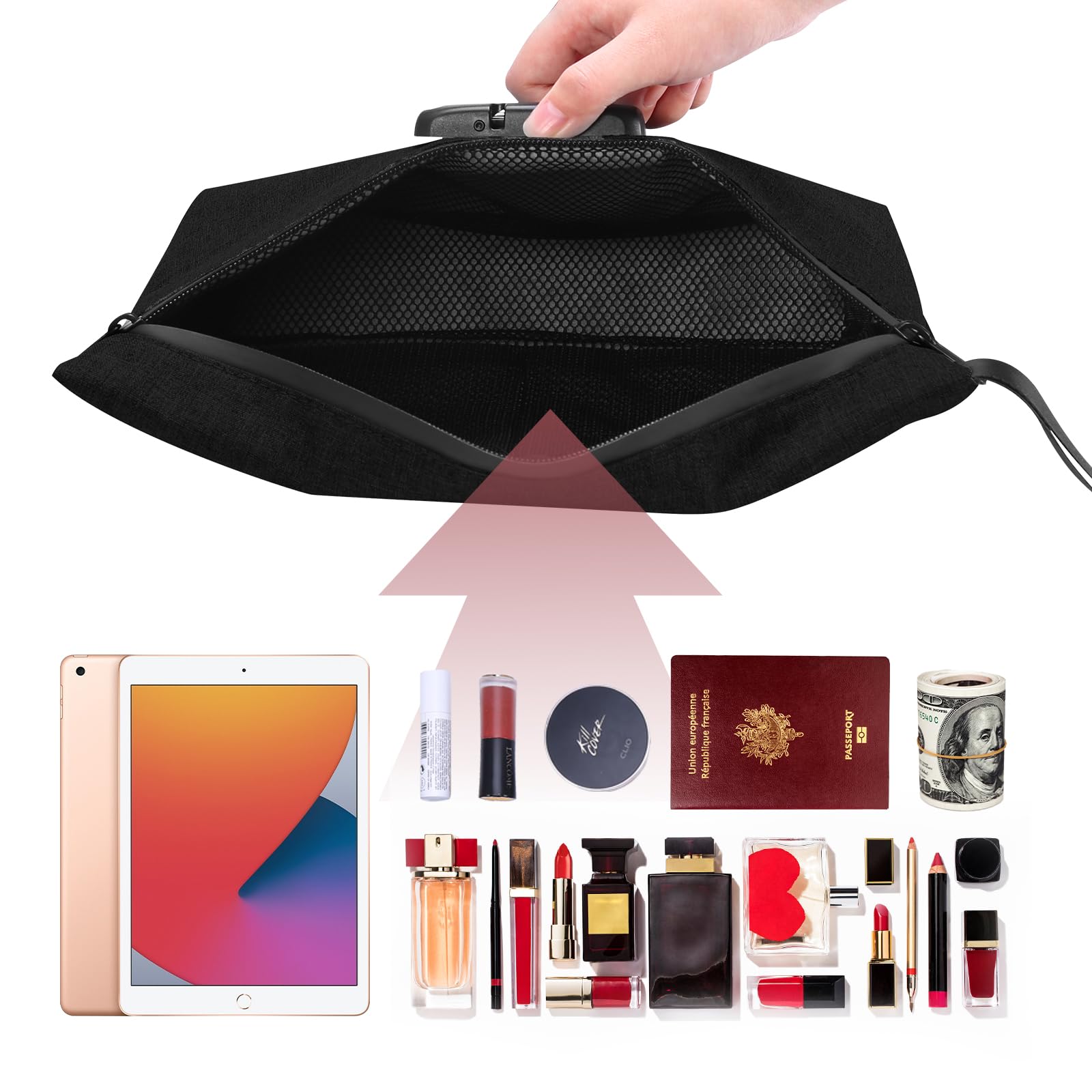 Geldbeutel Mit Zahlenschloss - Wasserdichter Geldbeutel Für Reisen & Alltag, Doppellagiger Tresor-Beutel