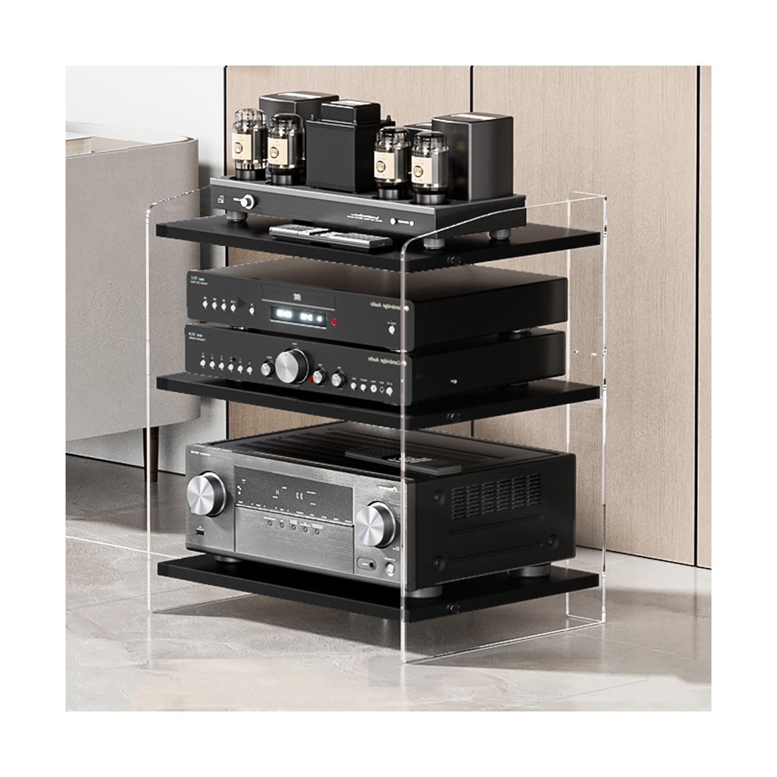 Tour de rangement audio pour cinéma maison et salle d'enregistrement Clear Black