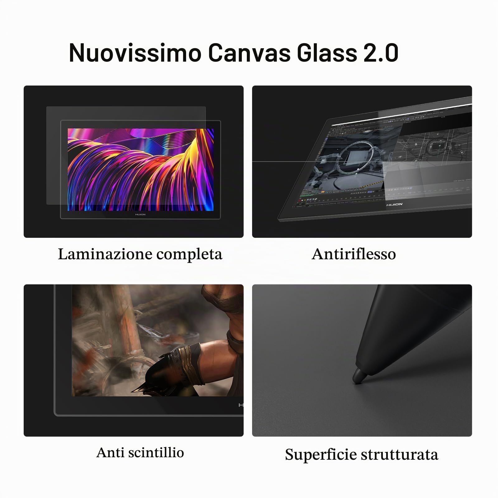 HUION KAMVAS Pro 27 4K UHD Tavoletta da disegno con schermo, penna PenTech 4.0 senza batteria con tablet grafico antiriflesso di seconda generazione, schermo multi-touch 98% Adobe RGB per artisti