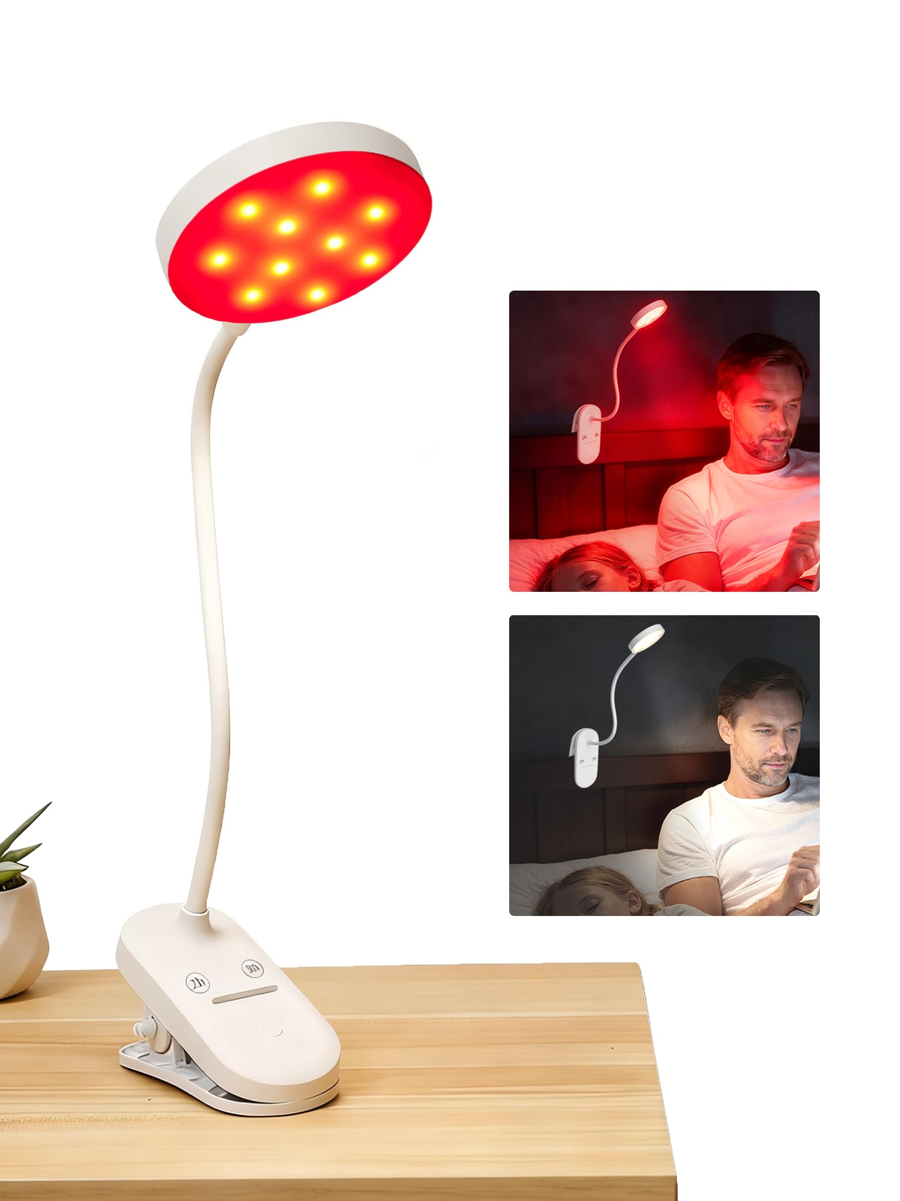 SZOKLED Red Light Reading Lights for Books in Bed, Clip on Lamp