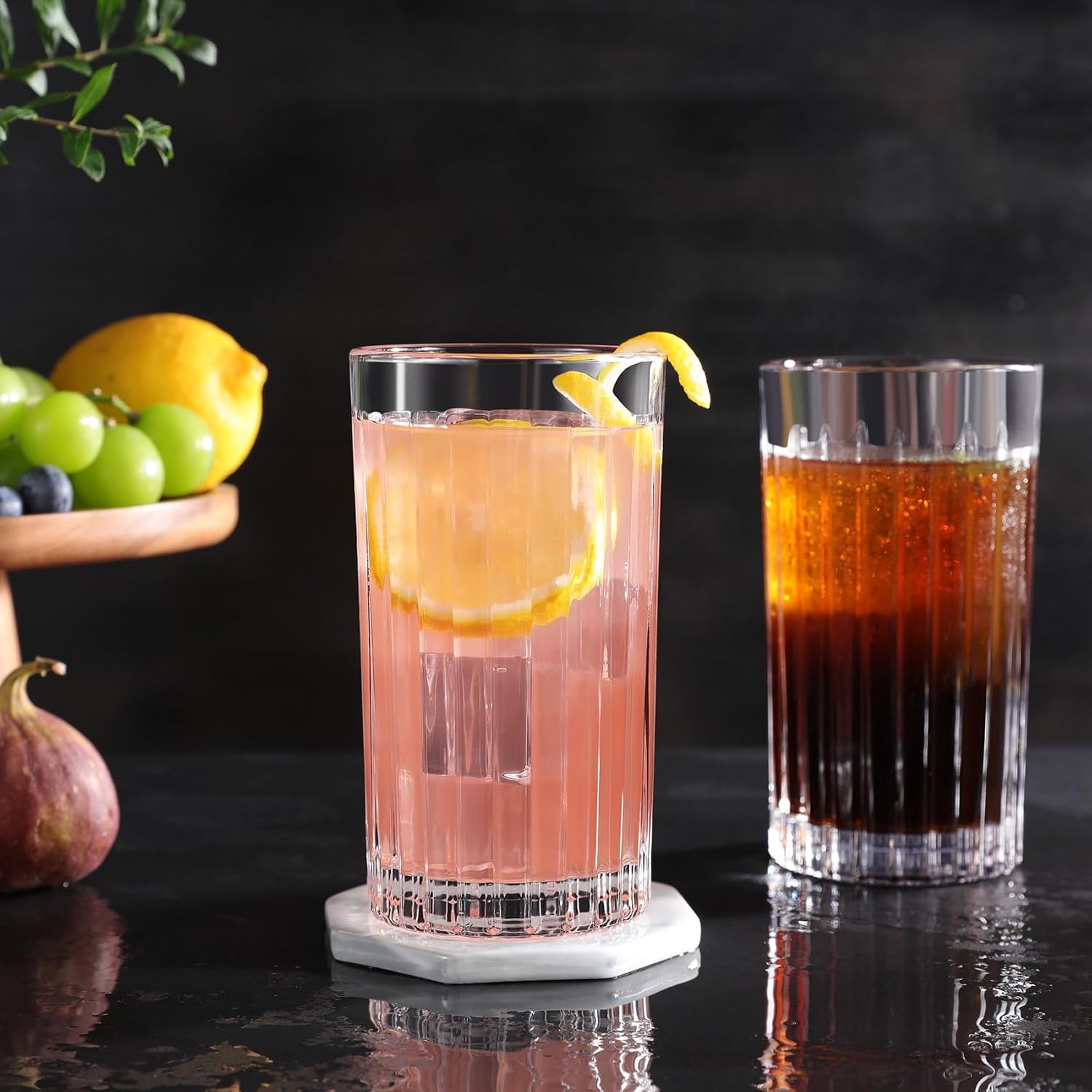 Royalrose Premium VertiLine 13.5oz Highball Glasses Set of 6 (Tall glasses)
