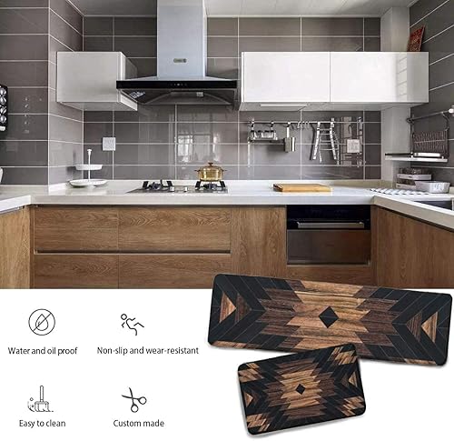 Miniatura 3 de Juego de 2 tapetes de cocina antifatiga, estilo vintage, urbano, tribal, para el hogar, el fregadero, la oficina, la cocina, 17.3 x 47 pulgadas +