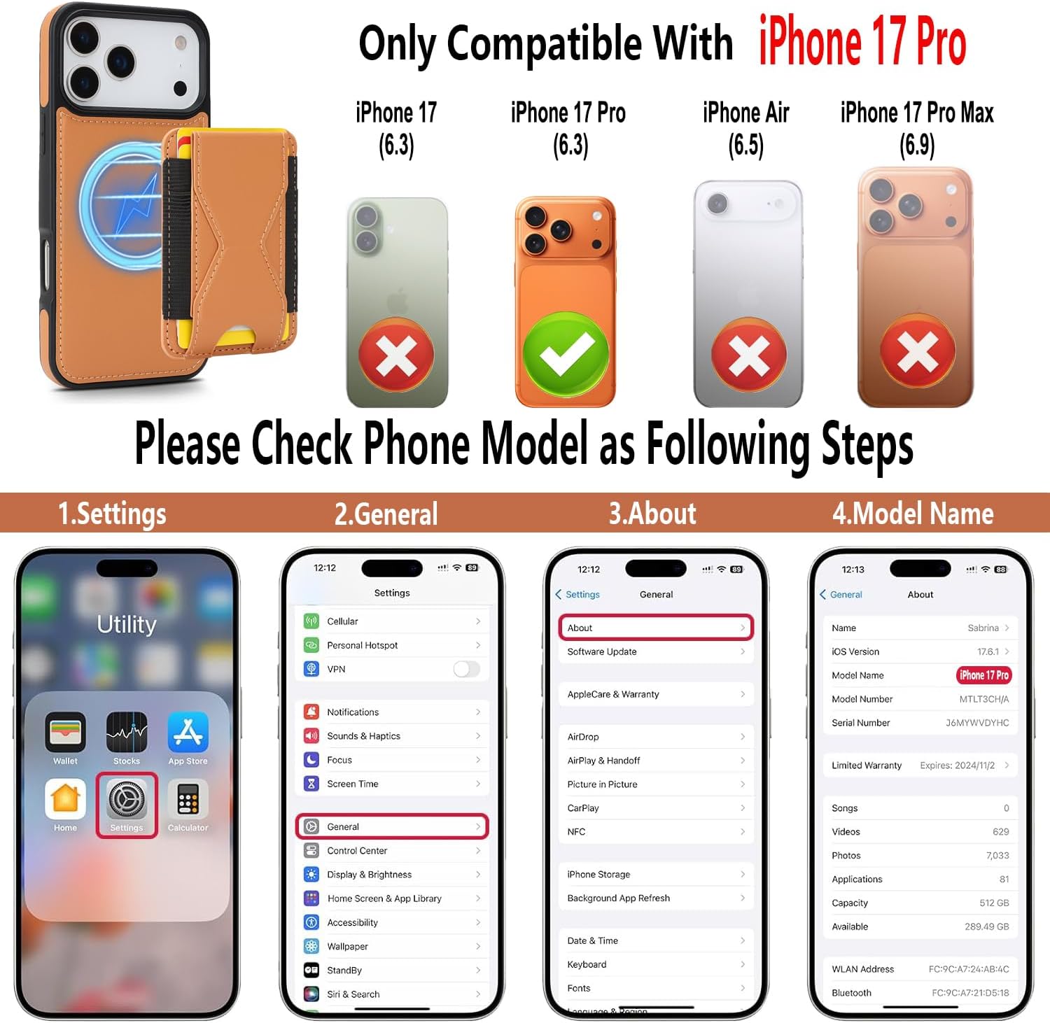 GUERNICA Compatible with Magsafe for iPhone 17 Pro Wallet Case, Magnetic Card Holder, 2 in 1 Detachable Kickstand Shockproof Women Men Phone Case for Apple 17 Pro,Brown
