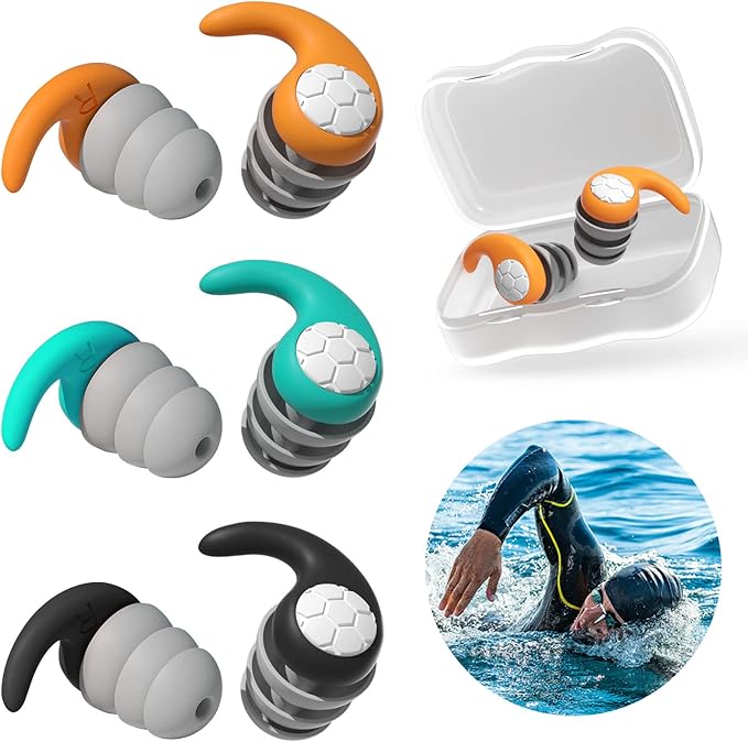 COZII Ear Plugs Swimming Adults, 3 Pair Silicone Earplugs Swimming