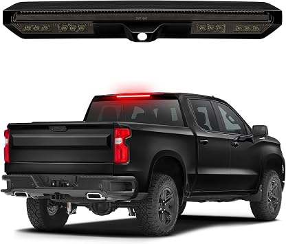 LED 3rd Third Brake Light Compatible with 2019-2025 Silverado Sierra 1500 2500HD 3500HD for Models Only with Cargo Bed Camera High Mount Rear Brake w/Truck Cab Cargo Lights, Smoked Len
