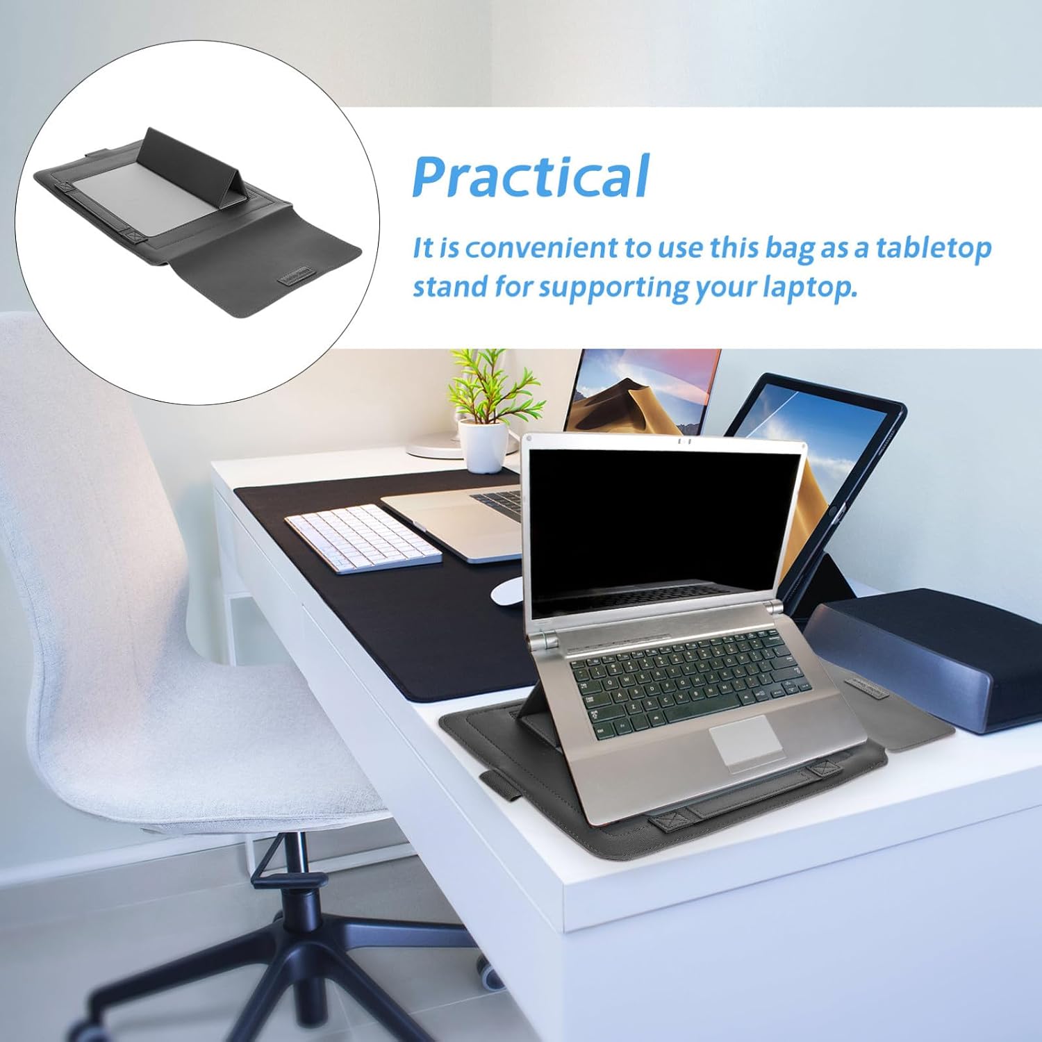 14 Inch Tablet PC Bag Stand PU Leather for Laptop Use image 5