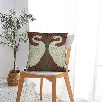 Art Deco Swan Throw Pillow Cover Modern Warm Pillow Cases Square for Home Decor Bedroom Sofa Living Room Cushion Cover 18x18 Inch