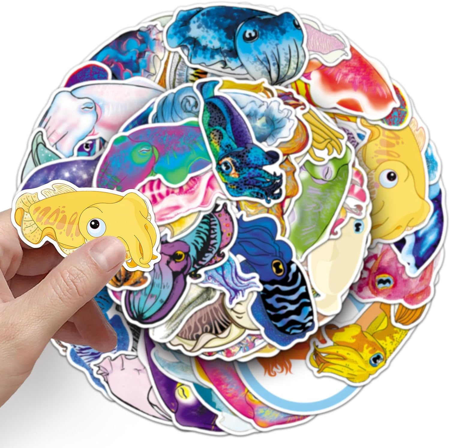 50Pcs Cuttlefish Stickers, Waterproof Vinyl Marine Life Decor Decals for Laptop, Phone, Backpack, Notebook - Personalized Stickers for Kids, Adults & Marine Enthusiasts(Cuttlefish) image 4