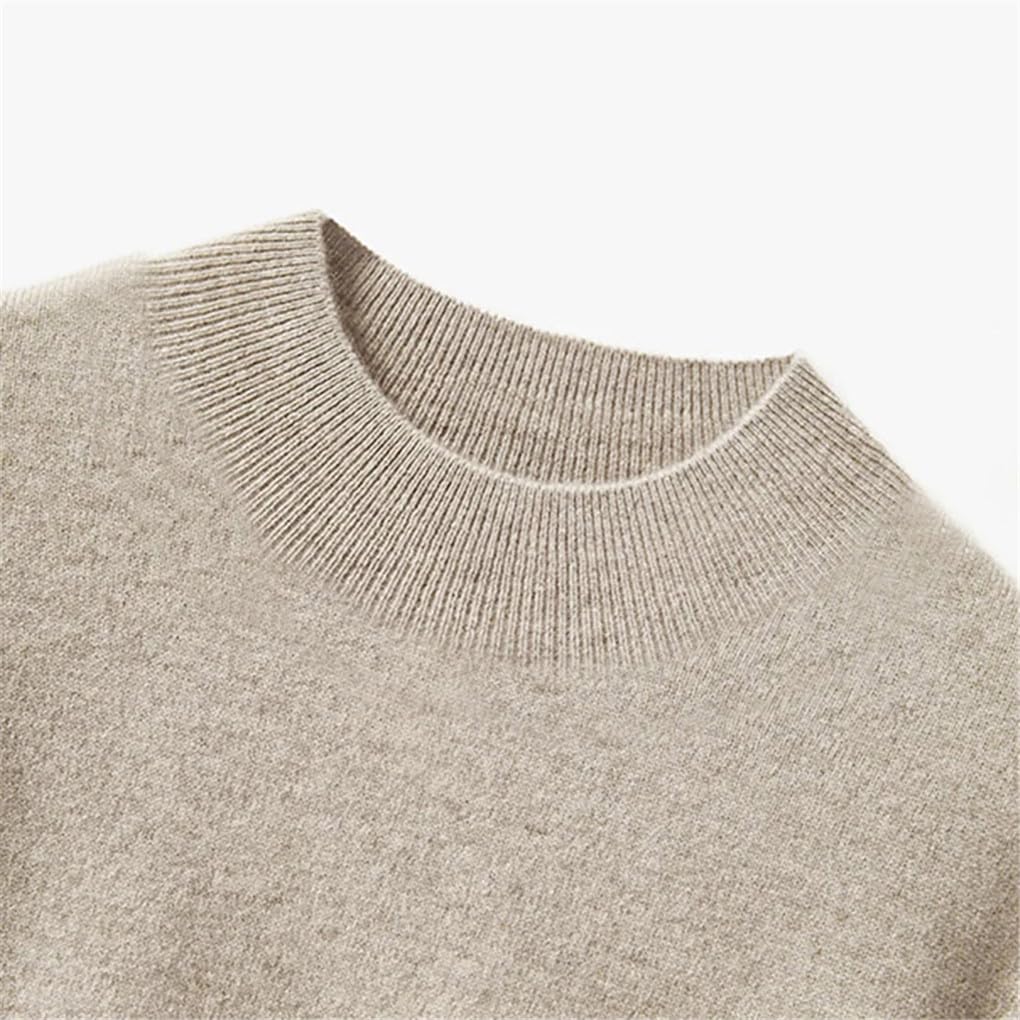 Hamthuit Autunno/Inverno da Uomo in Lana Collo Mezzo Alto Tinta Unita Pullover Casual Morbido Maglione Sciolto Casual
