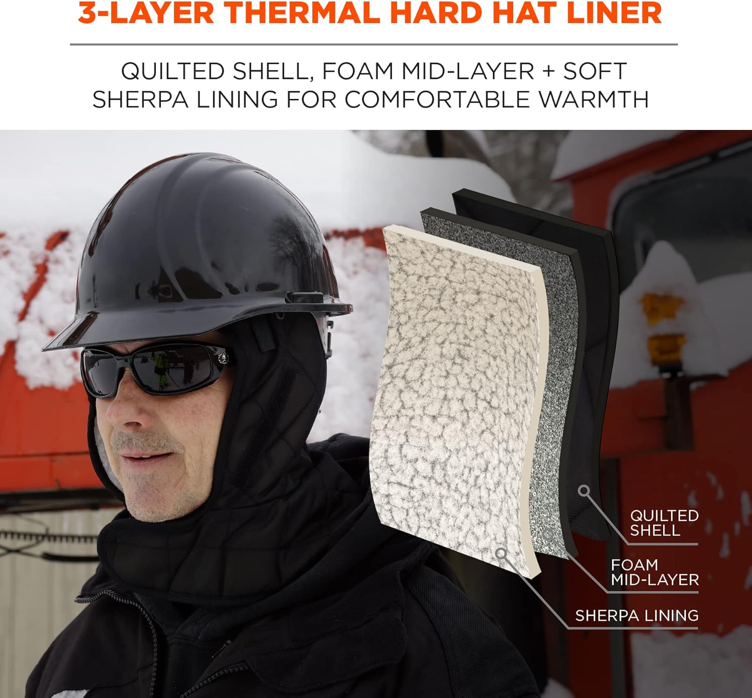 Get Special Price Winter Hard Hat Liner, Insulated, Sherpa Fleece Lined, Shoulder Length, Ergodyne N-Ferno 6952,Black