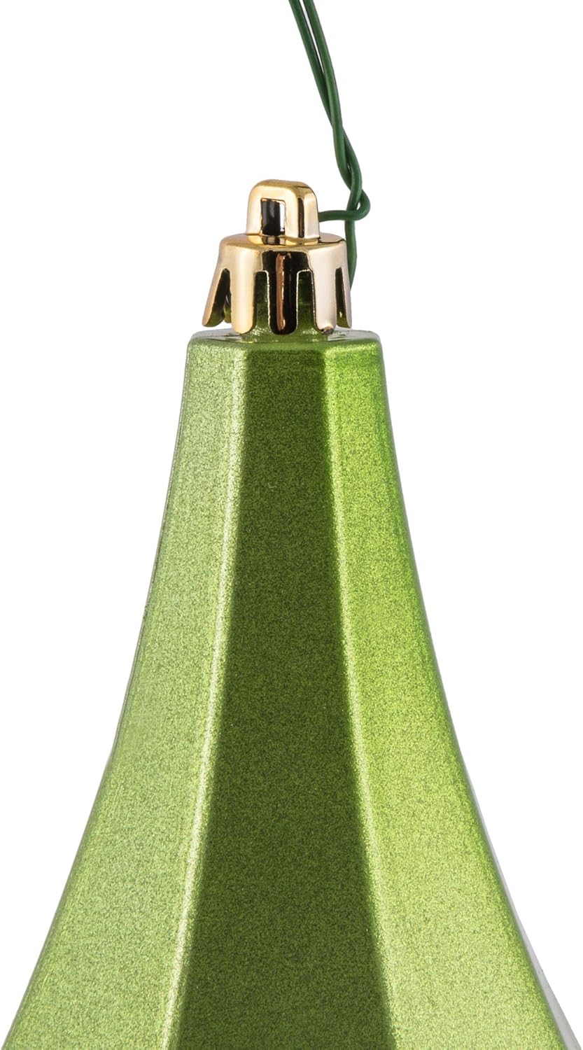 Vickerman 8" Candy Finish Diamond Finial Ornament, Shatterproof Plastic, Holiday Christmas Tree Decoration, 2 Pack, Celadon